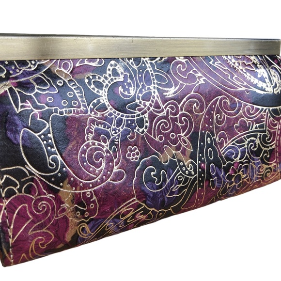 NWOT Patricia NASH Floral Metallic Italian Leather Wallet - Picture 4 of 15